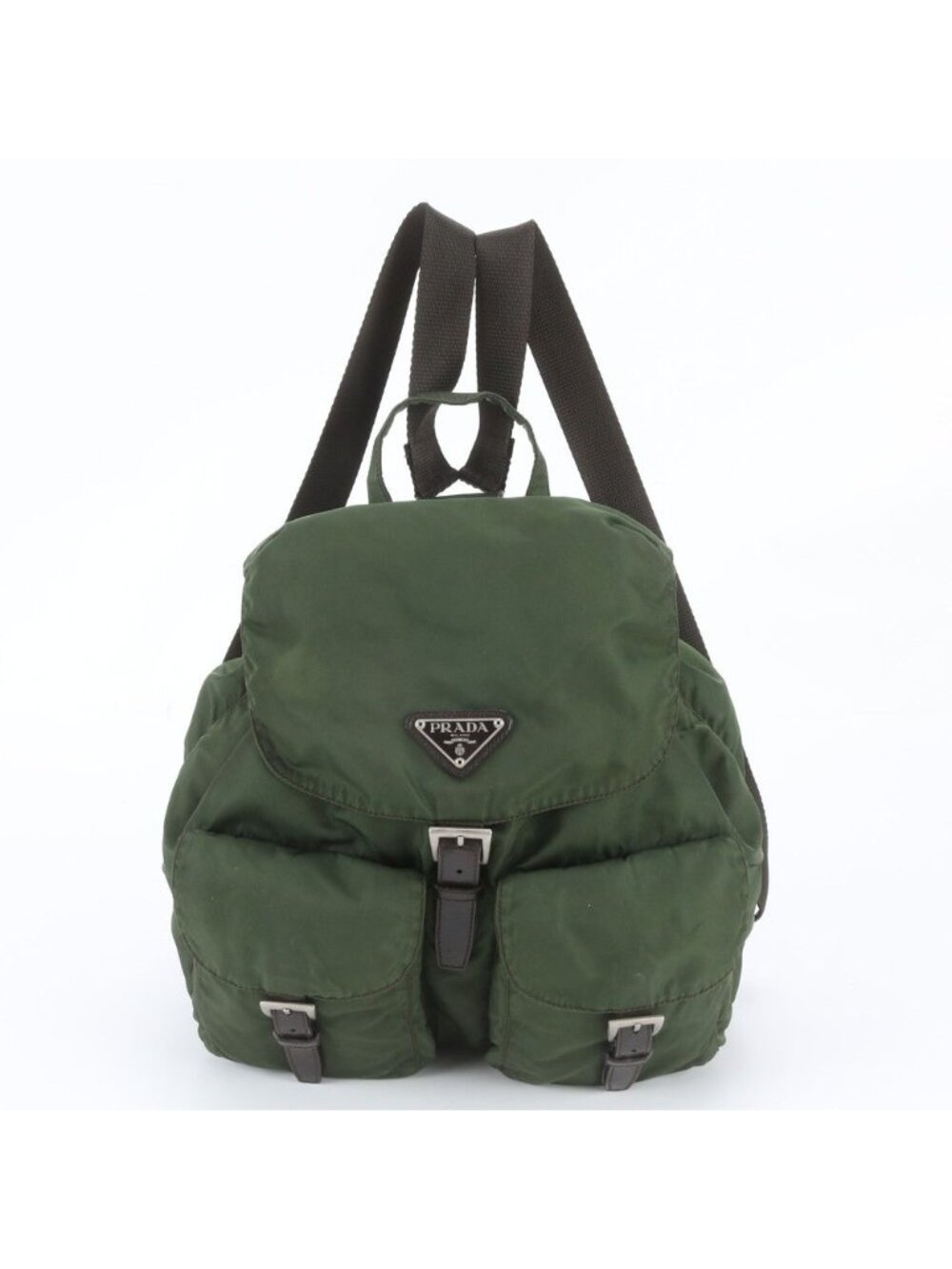 Prada Tessuto Nylon Triangle Logo White Tag Leather Backpack